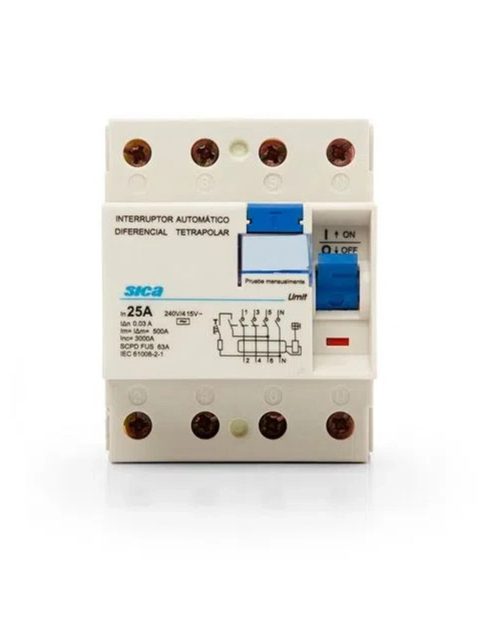 Disyuntor Diferencial 4x25A 30mA Sica