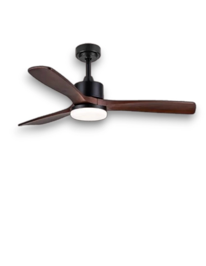 Ventilador p/techo LAFTDREN 3 aspas negro y madera c/luz 526