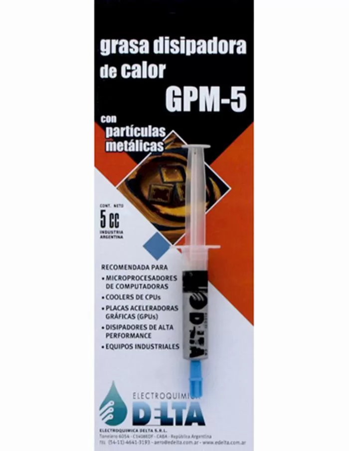Grasa Disipadora de Calor c/partículas metálicas DELTA GPM-5 jeringa 5cm³