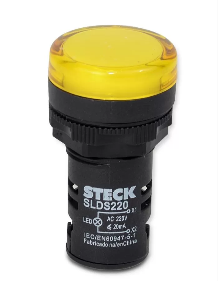 Señalizador LED Ojo De Buey 220V 22mm Para Panel Steck Amarillo