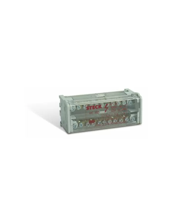 Bornera/Bloque de Distribución 2x125A 8 módulos DIN Steck