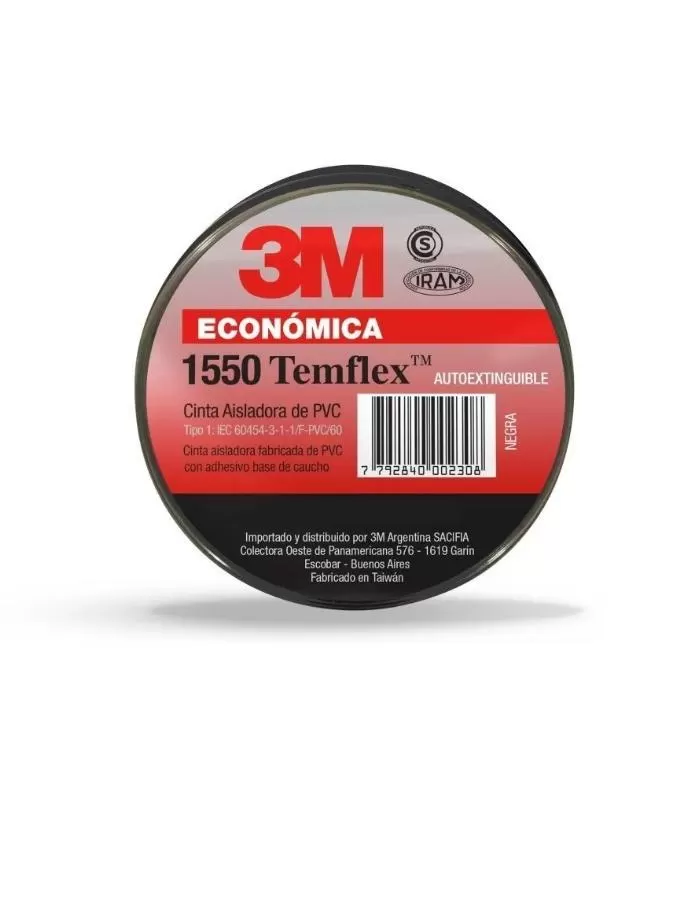 Cinta Aisladora 3M Temflex 1550 10m negra