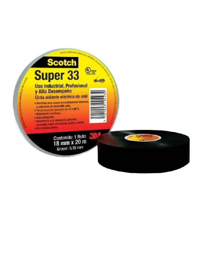 Cinta Aisladora 3M Scotch Super 33 20m negra