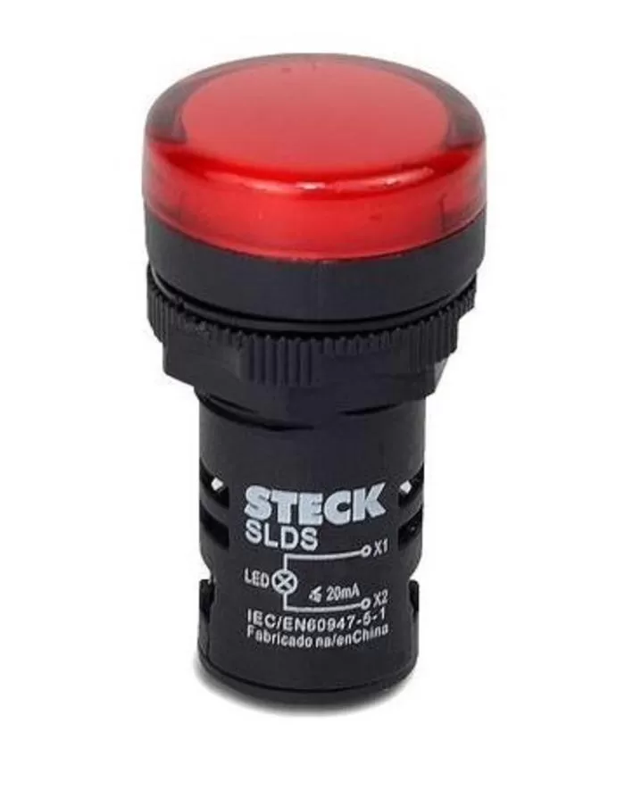 Señalizador LED Ojo De Buey 220V 22mm Para Panel Steck Rojo