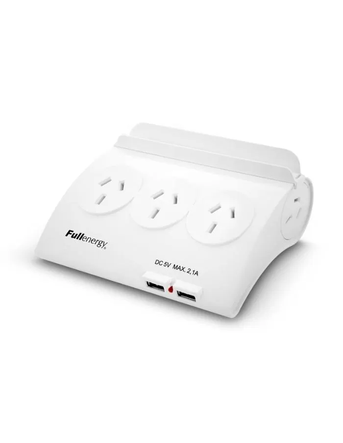 Zapatilla para escritorio 5 Tomacorrientes Argentinos + 2 Tomas USB 2.1 Full Energy