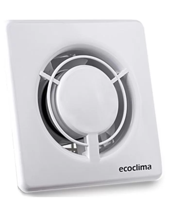 Extractor de Aire para Baño 4" frente 15x15cm Ecoclima blanco