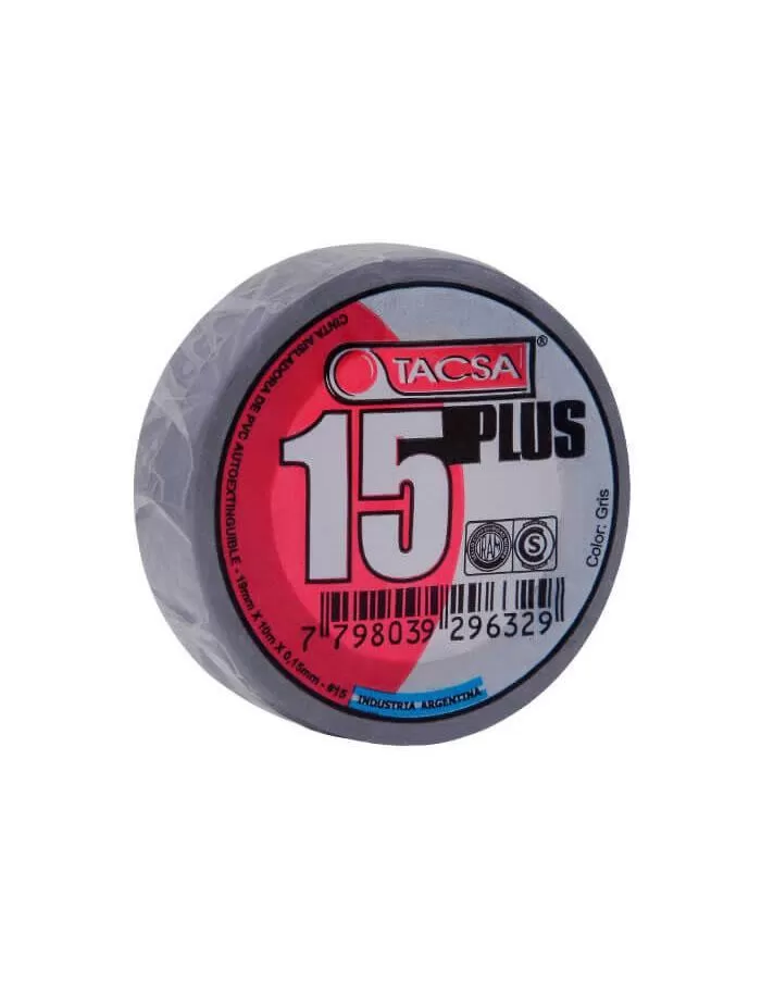 Cinta Aisladora Tacsa 15 Plus 5m gris