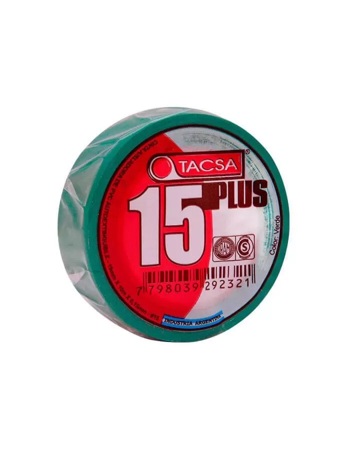 Cinta Aisladora Tacsa 15 Plus 10m verde