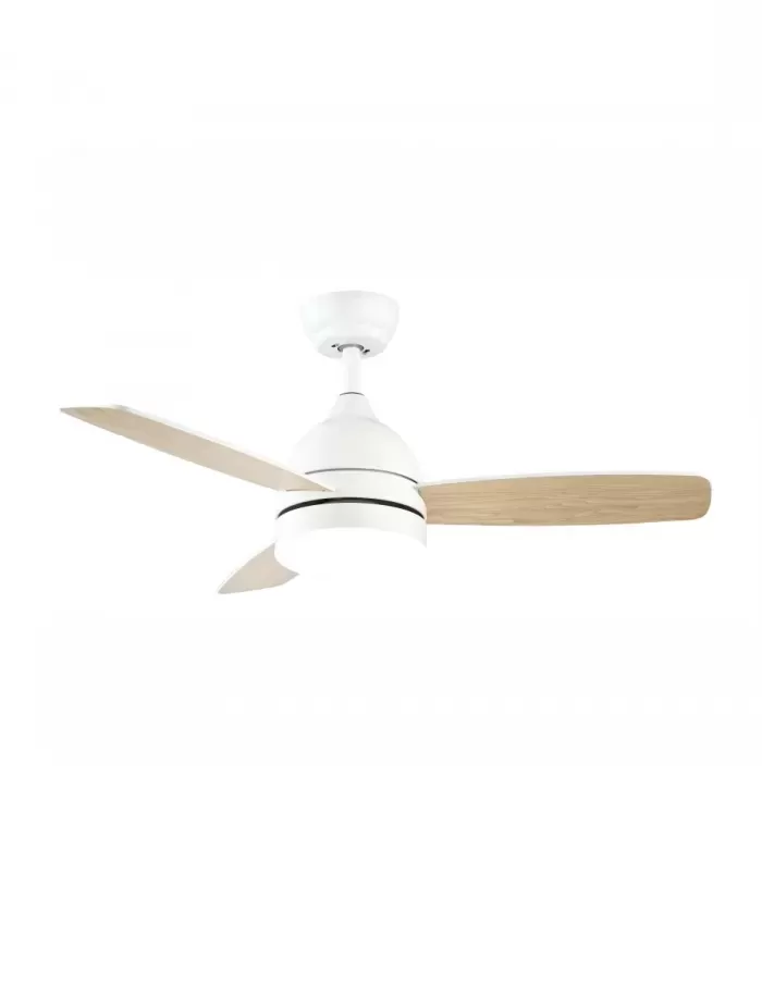 Ventilador p/techo LAFTDREN 3 aspas blanco y madera c/luz 422C