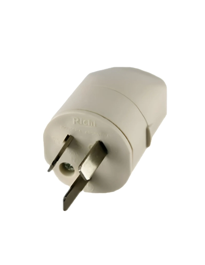 Ficha macho 10A 3 pernos con traba RICHI marfil