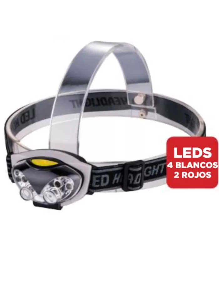 Linterna LED vincha plastica blanco + rojo Industrias Sur VL-02