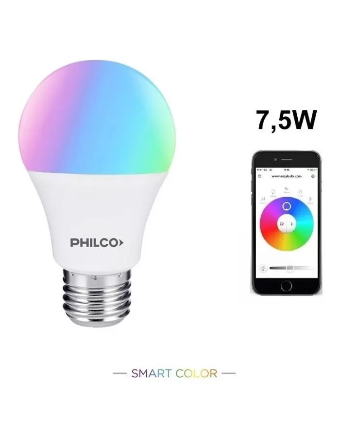 Bulbo LED Smart Color A60 7,5W E27 Philco RGB