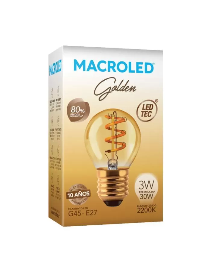 Bulbo filamento LED Golden G45 gota 3W E27 Macroled 
