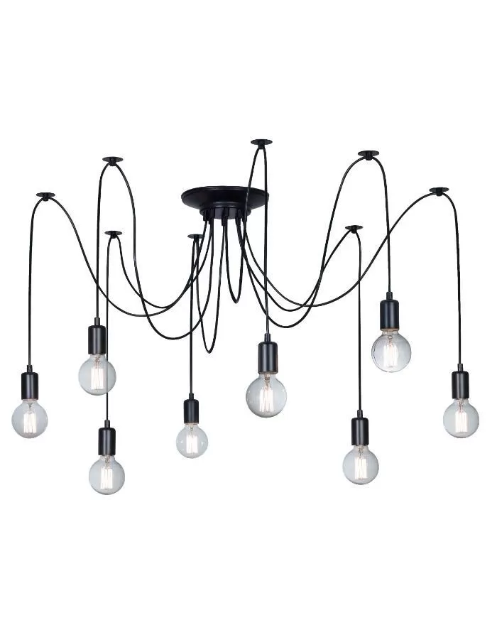Araña 8 luces E27 18cm Leuk Medusa negra
