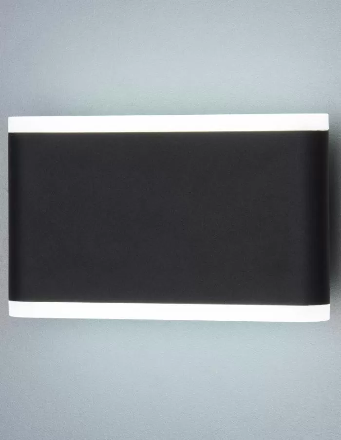 Aplique LED para pared 2x3W IP54 Leuk Orthog I negro luz cálida