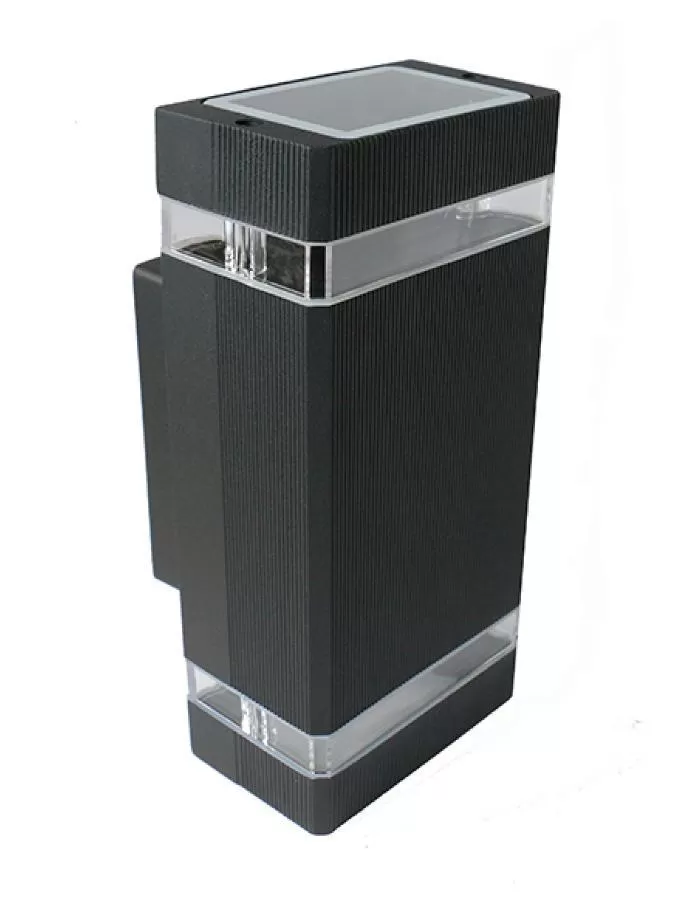 Aplique bidireccional rectangular 2xGU10 Leuk Exo II negro