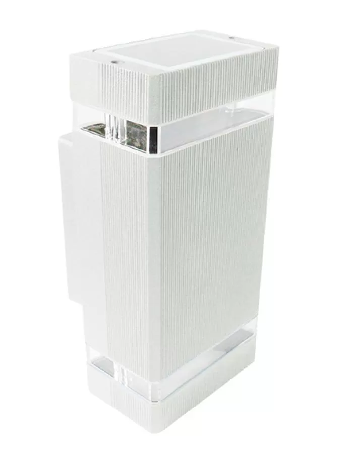 Aplique bidireccional rectangular 2xGU10 Leuk Exo II blanco