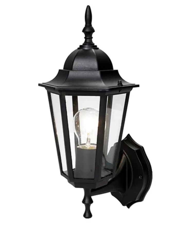 Farola estilo colonial para pared 1xE27 Leuk Fanari negra