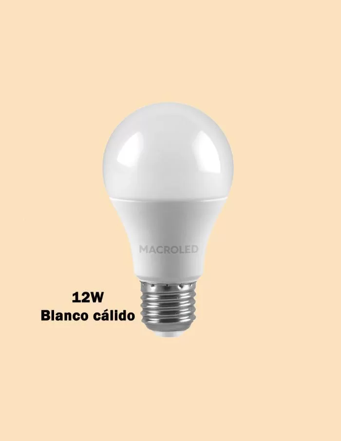 Bulbo LED A60 12W E27 Macroled blanco cálido