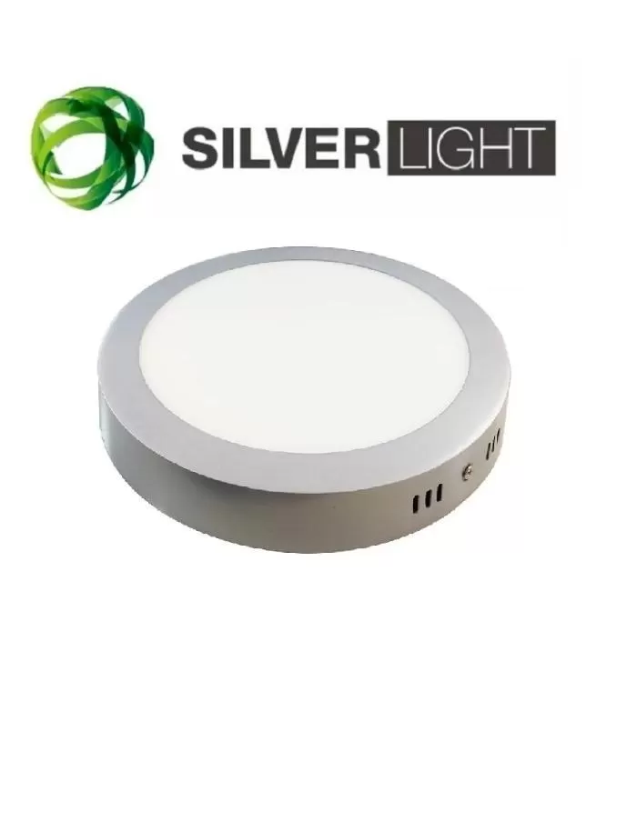 Panel LED 18W redondo superficial luz cálida SILVERLIGHT niquelado