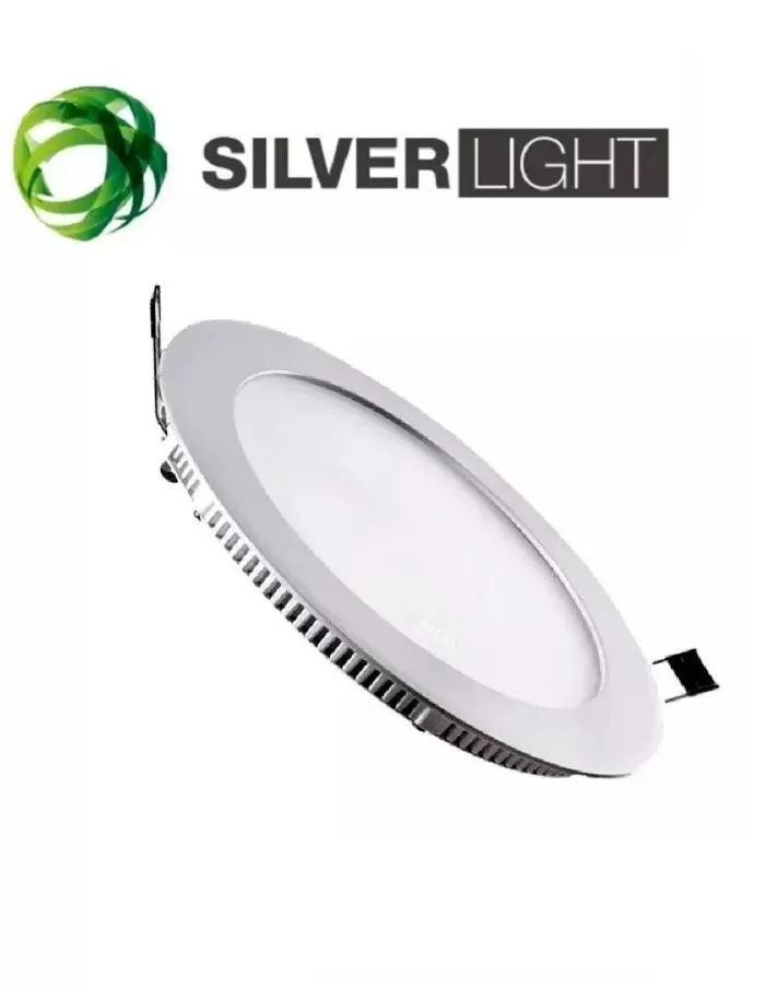 Panel LED 18W redondo empotrable luz cálida SILVERLIGHT niquelado