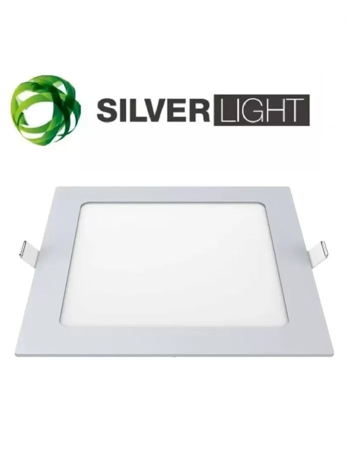 Panel LED 18W cuadrado empotrable luz cálida SILVERLIGHT niquelado